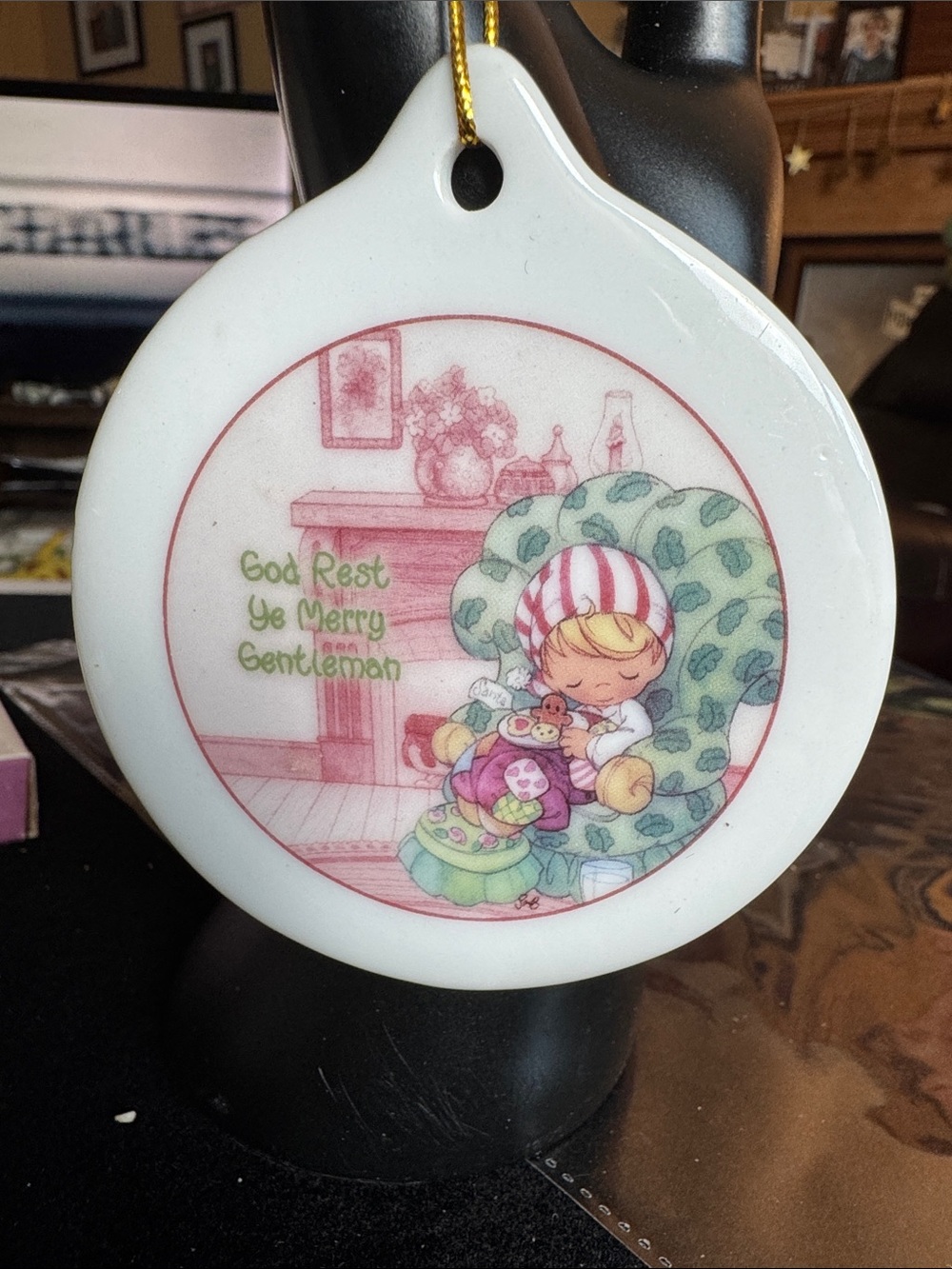 Precious Moments Holiday Ornament - Green & Pink